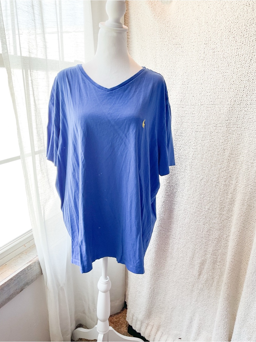 Polo by Ralph Lauren Women's Royal Blue V-Neck Tee with Gold Pony